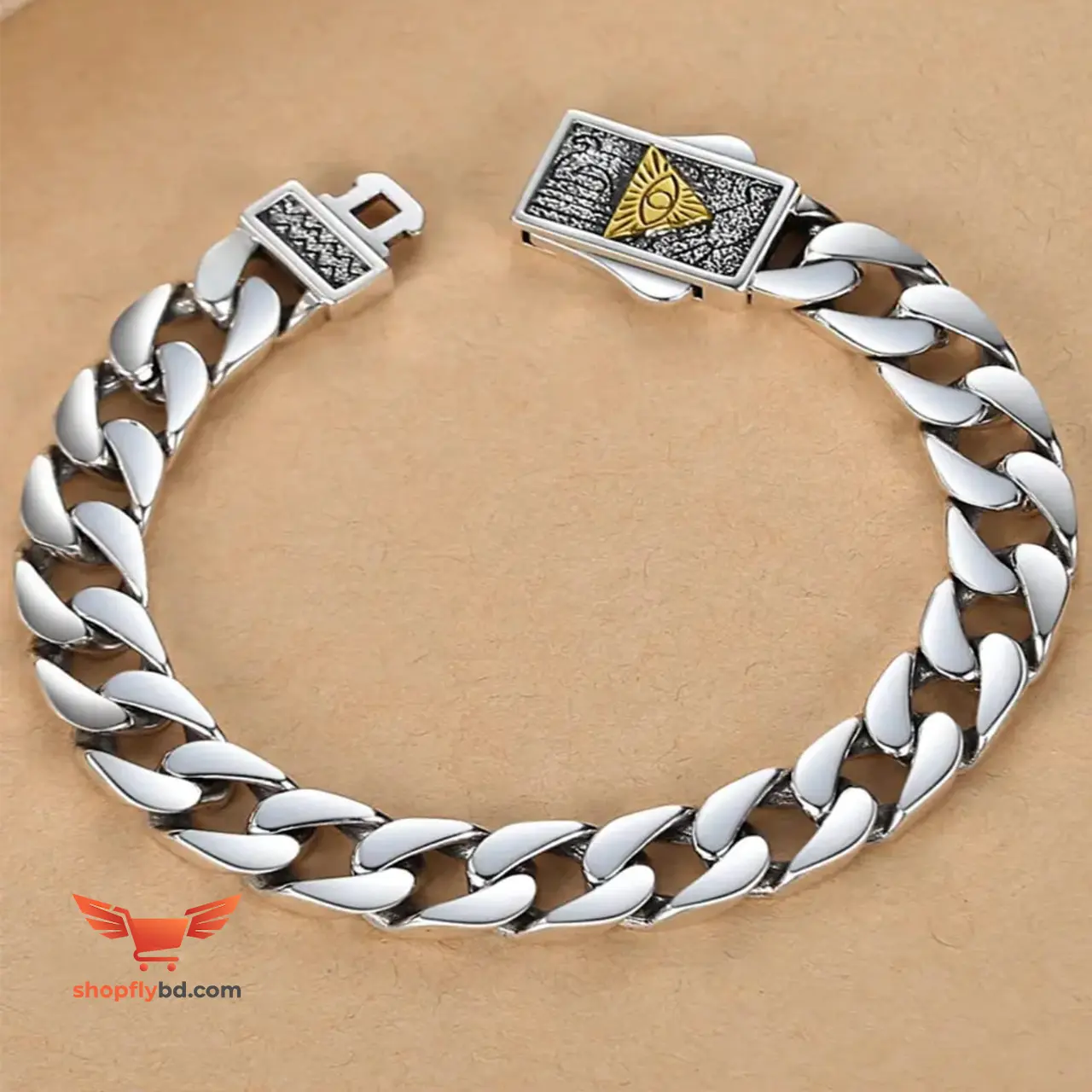 Silver Color Horus Eye of God Cuban Bracelet