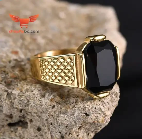 Italian Black Stone Finger Ring For Men